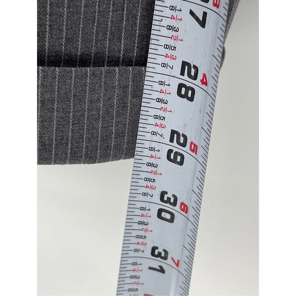 Jos A Bank Dress Pants Wool Men Size 38d29 Gray White Pinstriped Cuffed Pleated - Picture 8 of 10